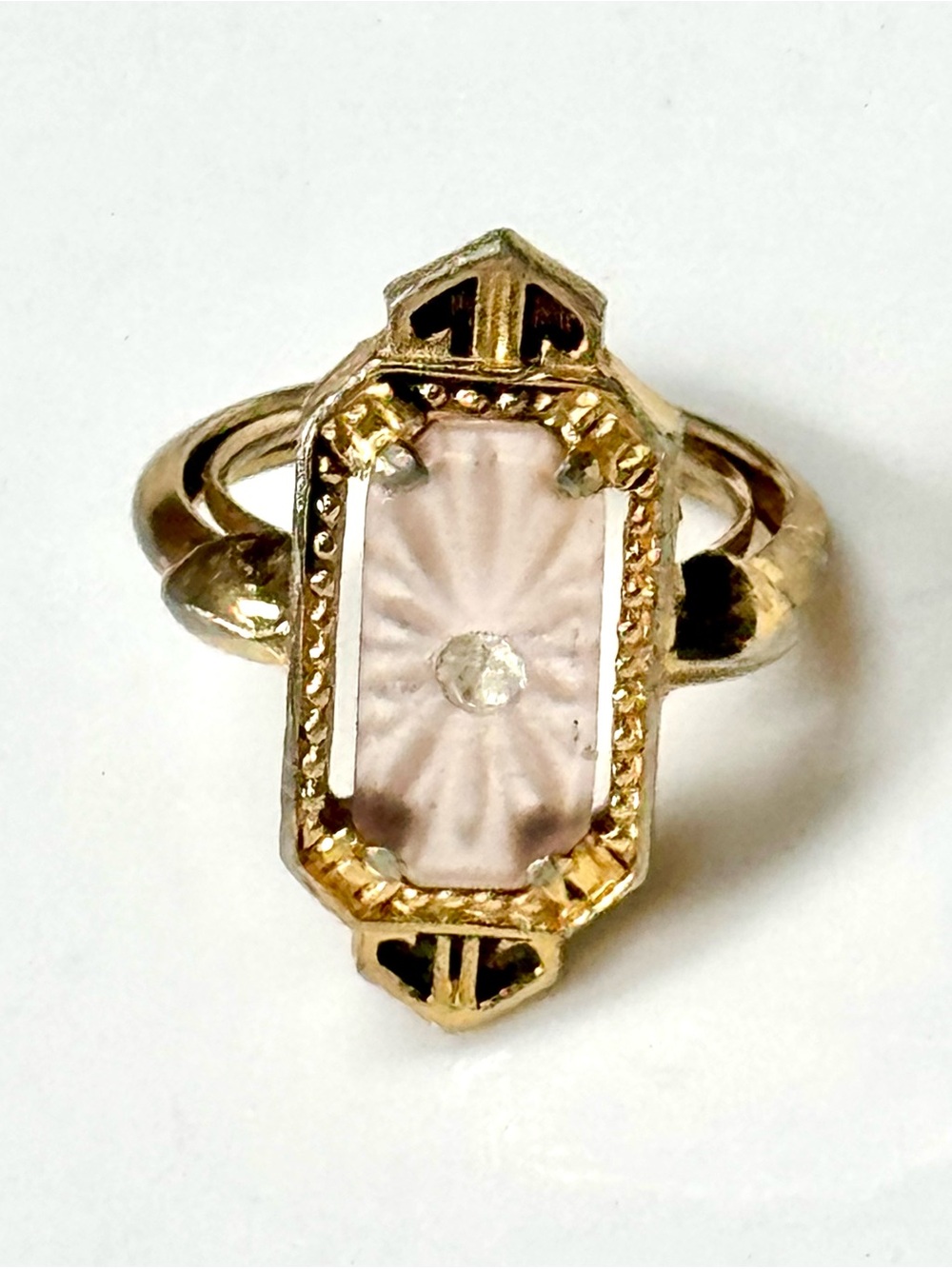 Vintage Avon Frostlights Pink Camphor Glass Ring Pretty